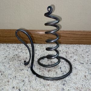 Cast Iron Spiral Adjustable Candlestick Courting Candle Holder Country Primative